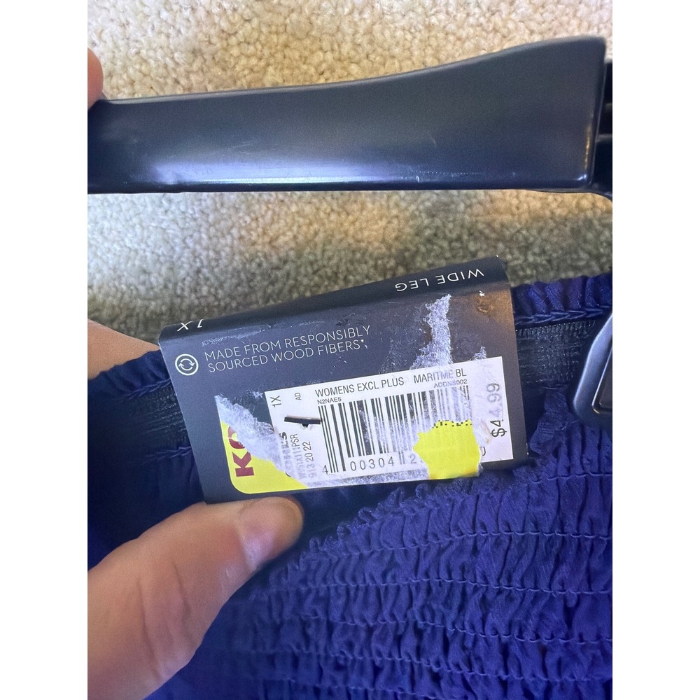 Simply Vera Vera Wang Wide Leg Pants Women 1X Blue Smocked Waist Rayon Blend NEW - Picture 3 of 9